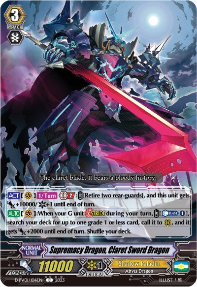 Supremacy Dragon, Claret Sword Dragon Revolt (D-PV01/104EN) [History Collection]