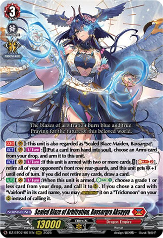 Sealed Blaze of Arbitration, Bavsargra Aksayya (DZ-BT07/001EN) [Moon Fangs & Cerulean Blaze]